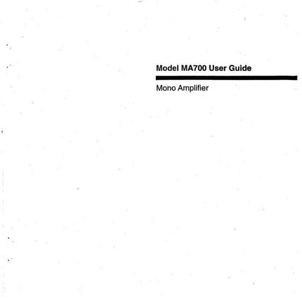 Marantz MA700 Amplifier Owners Instruction Manual