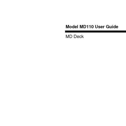 Marantz MD110 MD Deck Owners Manual