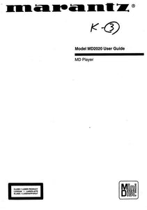 Marantz MD2020 MD Deck Owners Manual