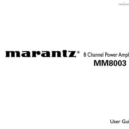 Marantz MM8003 Amplifier Owners Manual