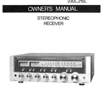 Marantz MR215 Receiver Owners Instruction Manual