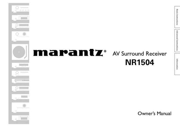 Marantz NR1504 Receiver Owners Instruction Manual