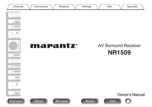 Marantz NR1509 Receiver Owners Instruction Manual