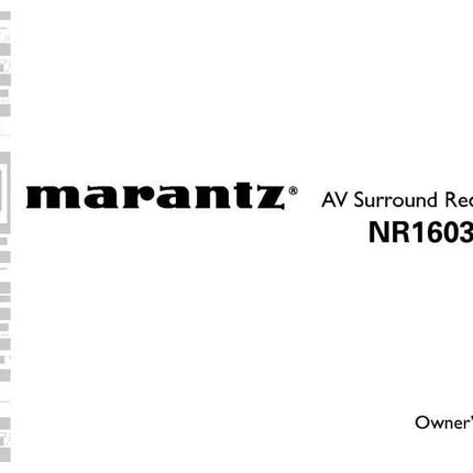 Marantz NR1603 Receiver Owners Instruction Manual