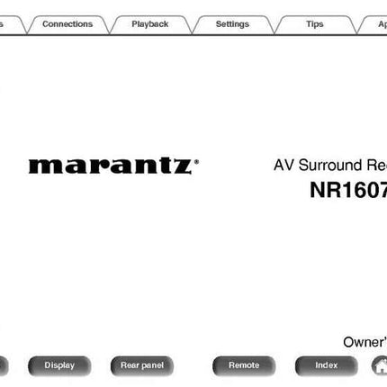 Marantz NR1607 Receiver Owners Instruction Manual