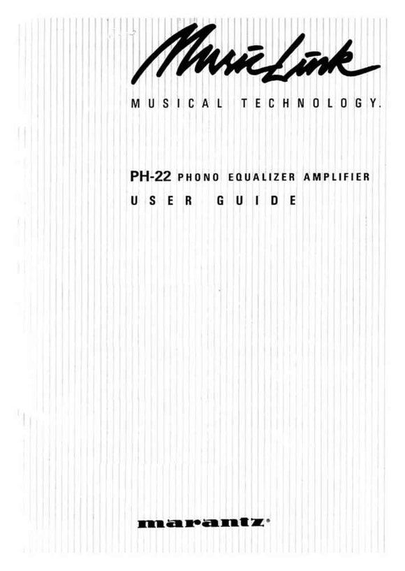 Marantz PH22 Amplifier Owners Manual