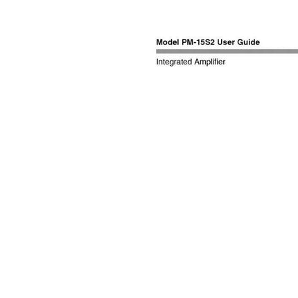 Marantz PM-15S2 Amplifier Owners Instruction Manual