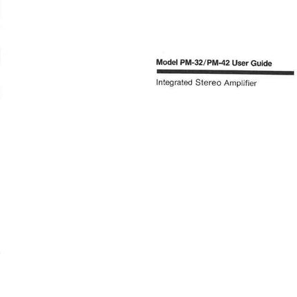 Marantz PM-42 Amplifier Owners Instruction Manual