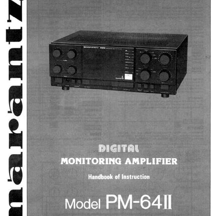 Marantz PM-64II Amplifier Owners Manual