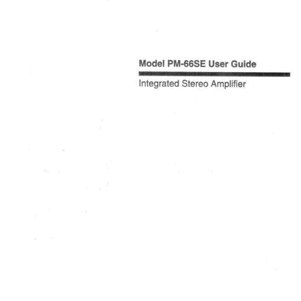 Marantz PM-66SE Amplifier Owners Instruction Manual