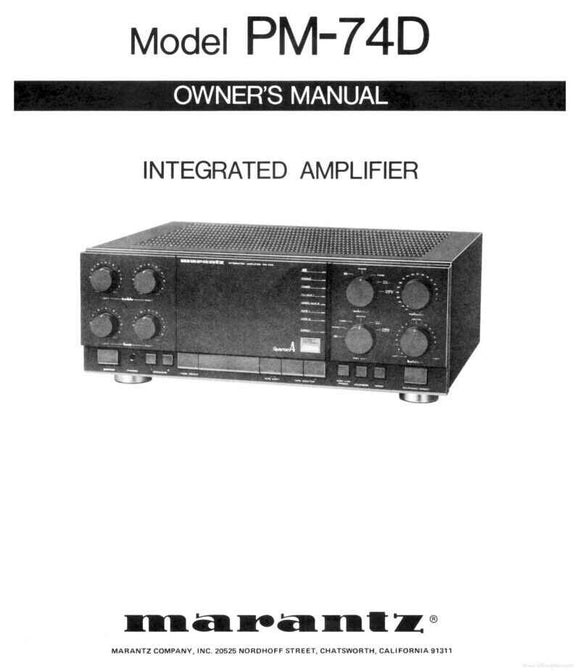 Marantz PM-74D Amplifier Owners Instruction Manual