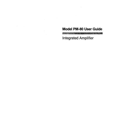 Marantz PM-80 Amplifier Owners Instruction Manual