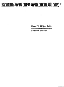 Marantz PM-80 Amplifier Owners Instruction Manual