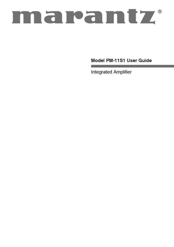 Marantz PM11S1 Amplifier Owners Manual