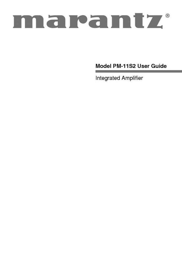 Marantz PM11S2 Amplifier Owners Manual