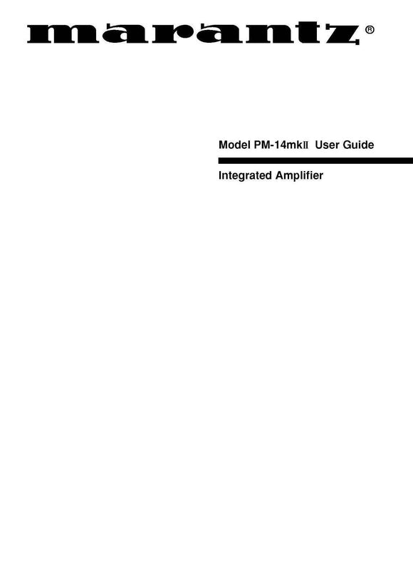 Marantz PM14Mk2 Amplifier Owners Manual