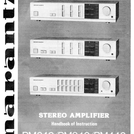 Marantz PM240 Amplifier Owners Instruction Manual