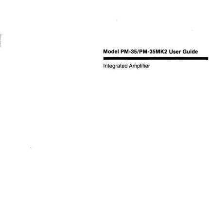 Marantz PM35 Amplifier Owners Manual