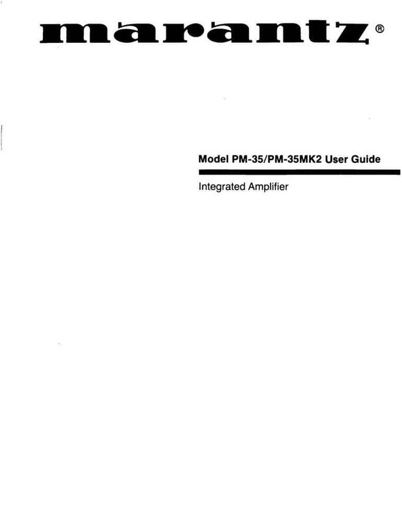 Marantz PM35 Amplifier Owners Manual