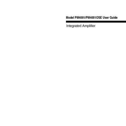 Marantz PM4001 Amplifier Owners Manual
