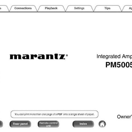 Marantz PM5005 Amplifier Owners Instruction Manual