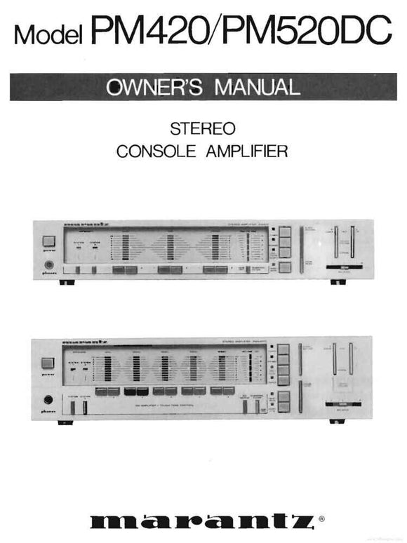 Marantz PM520DC Amplifier Owners Instruction Manual