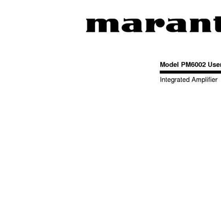 Marantz PM6002 Amplifier Owners Instruction Manual