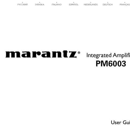 Marantz PM6003 Amplifier Owners Instruction Manual