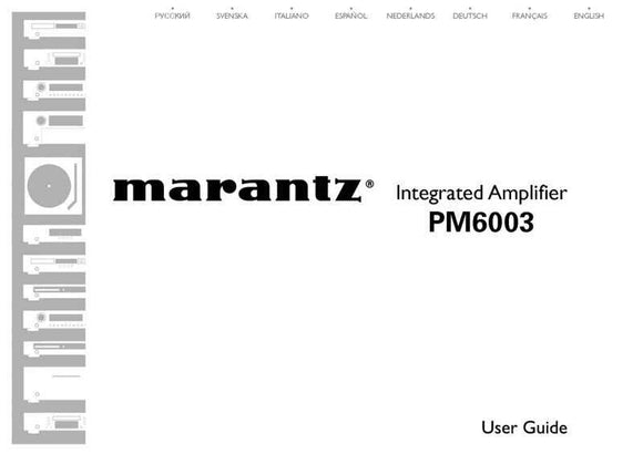 Marantz PM6003 Amplifier Owners Instruction Manual