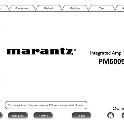 Marantz PM6005 Amplifier Owners Instruction Manual