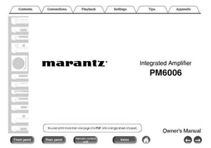 Marantz PM6006 Amplifier Owners Instruction Manual