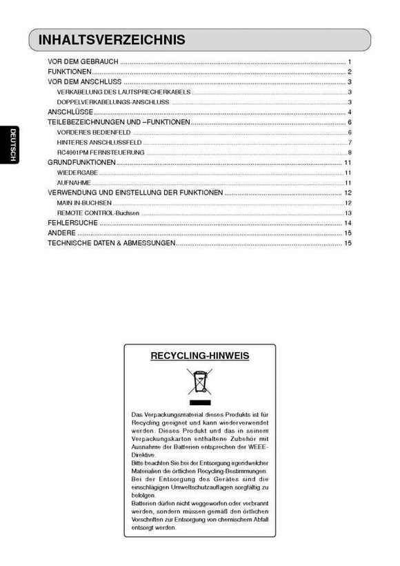 Marantz PM7001 Amplifier Owners Manual