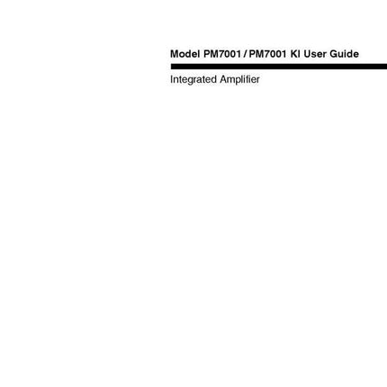 Marantz PM7001KI Amplifier Owners Manual