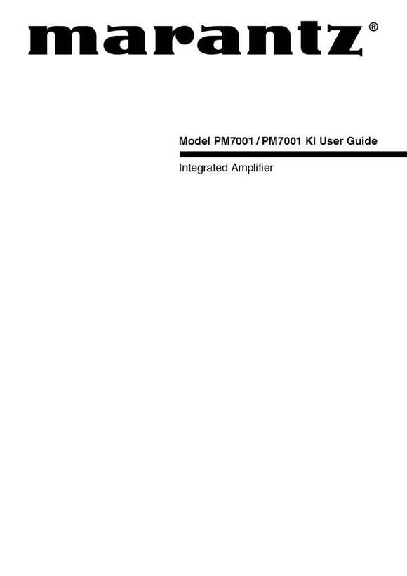 Marantz PM7001KI Amplifier Owners Manual