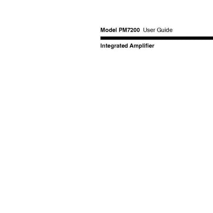 Marantz PM7200 Amplifier Owners Manual