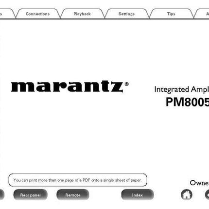 Marantz PM8005 Amplifier Owners Instruction Manual