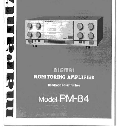 Marantz PM84 Amplifier Owners Manual