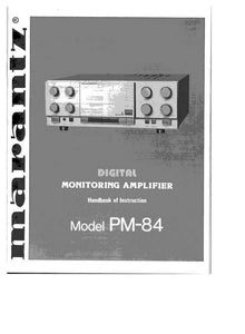 Marantz PM84 Amplifier Owners Manual