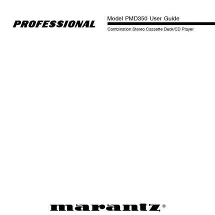 Marantz PMD350 Amplifier Owners Manual