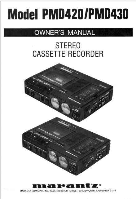 Marantz PMD420 Cassette Recorder Owners Manual