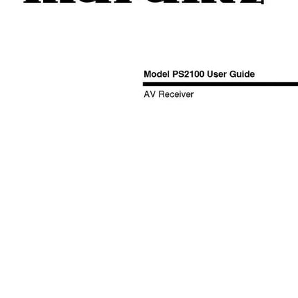 Marantz PS2100 Receiver Owners Instruction Manual