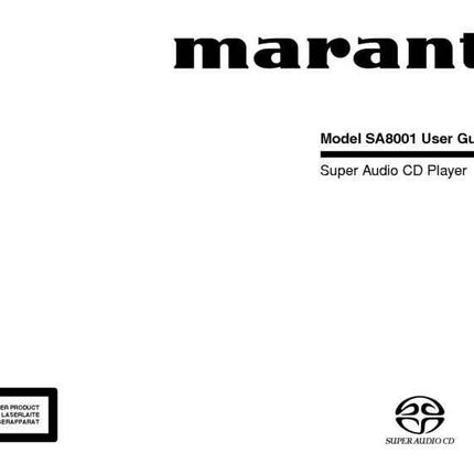 Marantz SA8001 CD Player Owners Manual