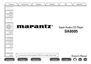 Marantz SA8005 CD Player Owners Instruction Manual