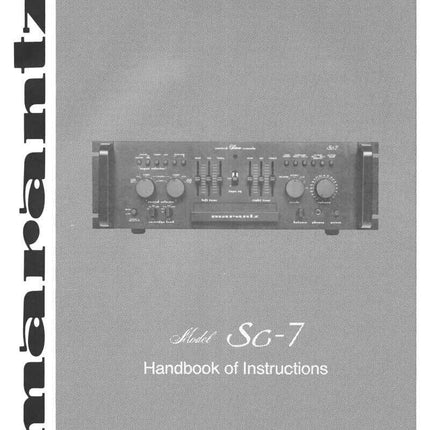 Marantz SC-7 Amplifier Owners Instruction Manual