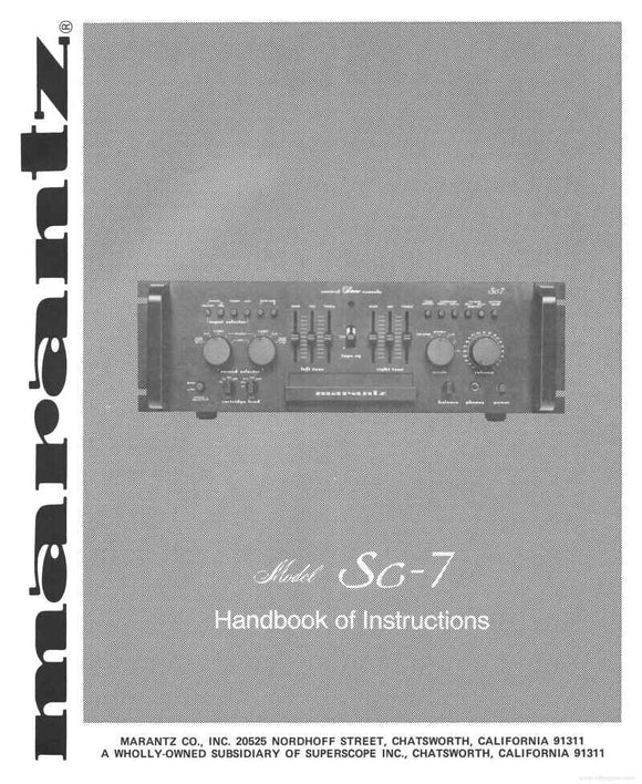 Marantz SC-7 Amplifier Owners Instruction Manual