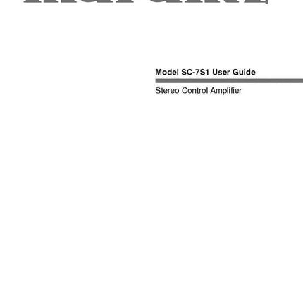 Marantz SC7S1 Amplifier Owners Manual