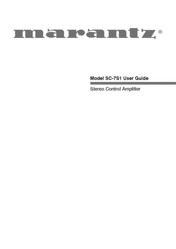 Marantz SC7S1 Amplifier Owners Manual