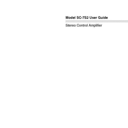 Marantz SC7S2 Amplifier Owners Manual