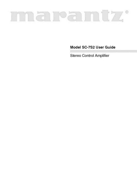 Marantz SC7S2 Amplifier Owners Manual