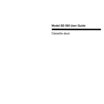 Marantz SD-585 Cassette Deck Owners Manual